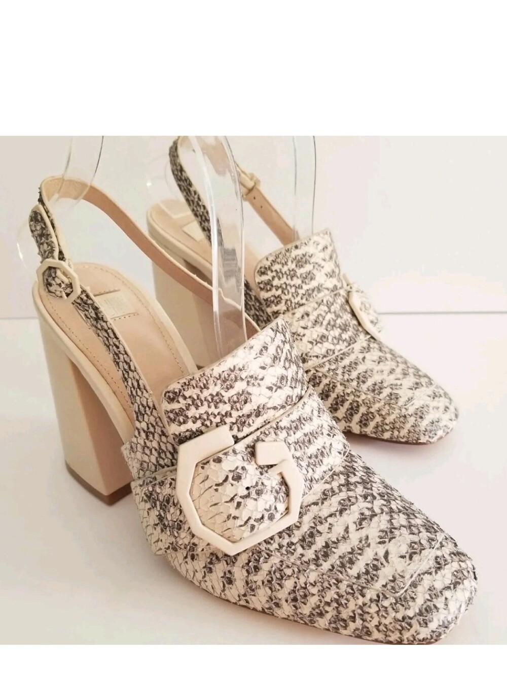 Louise et Cie Black & Cream Textured Block Heel Slingbacks SIZE 10 Fits 9 9.5"